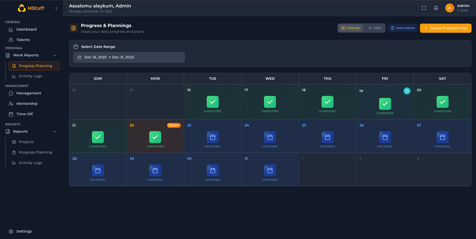 Progress Planning & Scoring